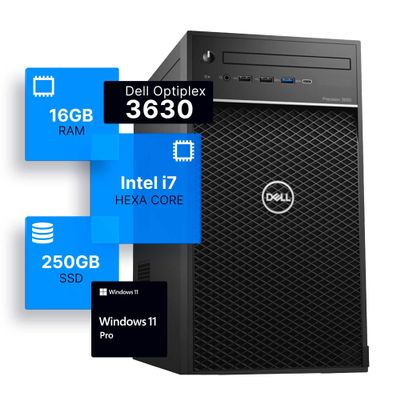 Dell Precision 3630 Tower Desktop Computer | Intel i7-8700 (3.4) | 16GB DDR4 RAM | 250GB SSD Solid State | Windows 11 Professional | Home or Office PC (Renewed)