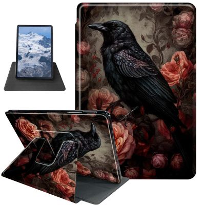Bird and Roses Pattern Case for 6.8" Kindle Paperwhite (11th Generation-2021),BFDHGQZC 360 Degree Rotating Stand Protective Cover with Auto Sleep/Wake for Kindle Paperwhite Signature Edition