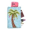 Holiday Palm Tree Beaded Crossbody Bag, Blue Multi-Colored Christmas Phone Purse with Club Style Charm view 2