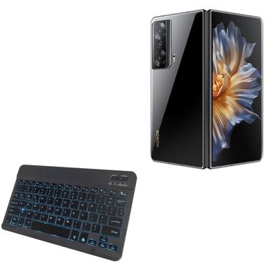 BoxWave Keyboard Compatible with Honor Magic V2 - SlimKeys Bluetooth Keyboard - with Backlight, Portable Slim LED 7 Colors - Jet Black