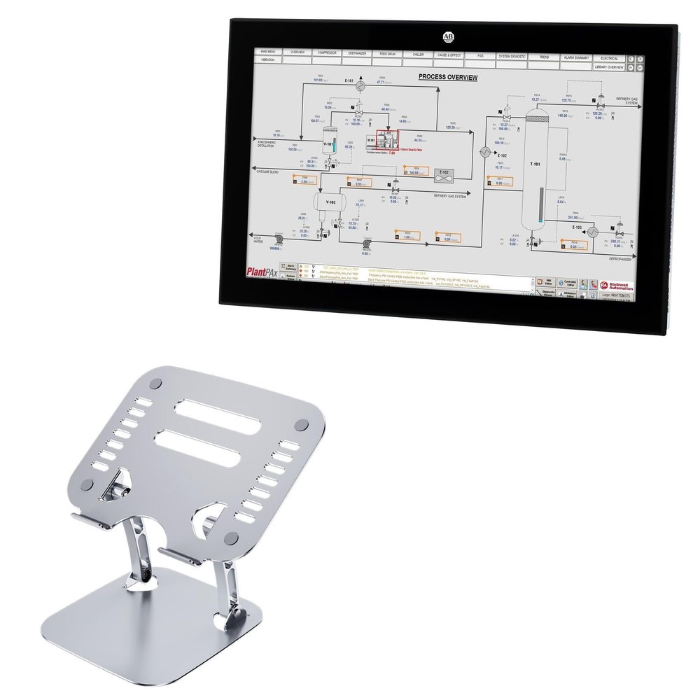 BoxWave Stand and Mount Compatible With Allen Bradley VersaView 6300M (17 in) [4:3 Aspect Ratio] - Executive VersaView Laptop Stand, Ergonomic Adjustable Viewing Angle Metallic Riser - Metallic Silver