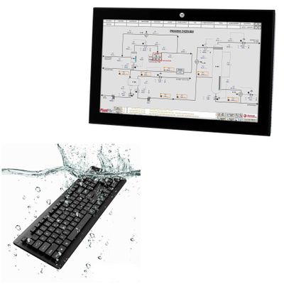BoxWave Keyboard Compatible with Allen Bradley VersaView 6300M (17 in) [4:3 Aspect Ratio] - AquaProof USB Keyboard, Washable Waterproof Water Resistant - Jet Black