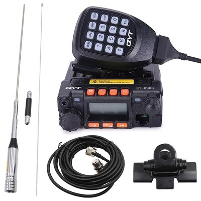 KT-8900 Mic Mini Car Mobiel Radio VHF/UHF Dual Band 25 Watts 200CH Transceiver Receiver Dual Standby Long Range Black with 770R Antenna Cable and Clip