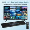 HDMI Quad MultiViewer 16x1, Seamless Switcher 16 in 1 Out with IR Remote Control, Support 1080p and 8 Viewing Modes view 2