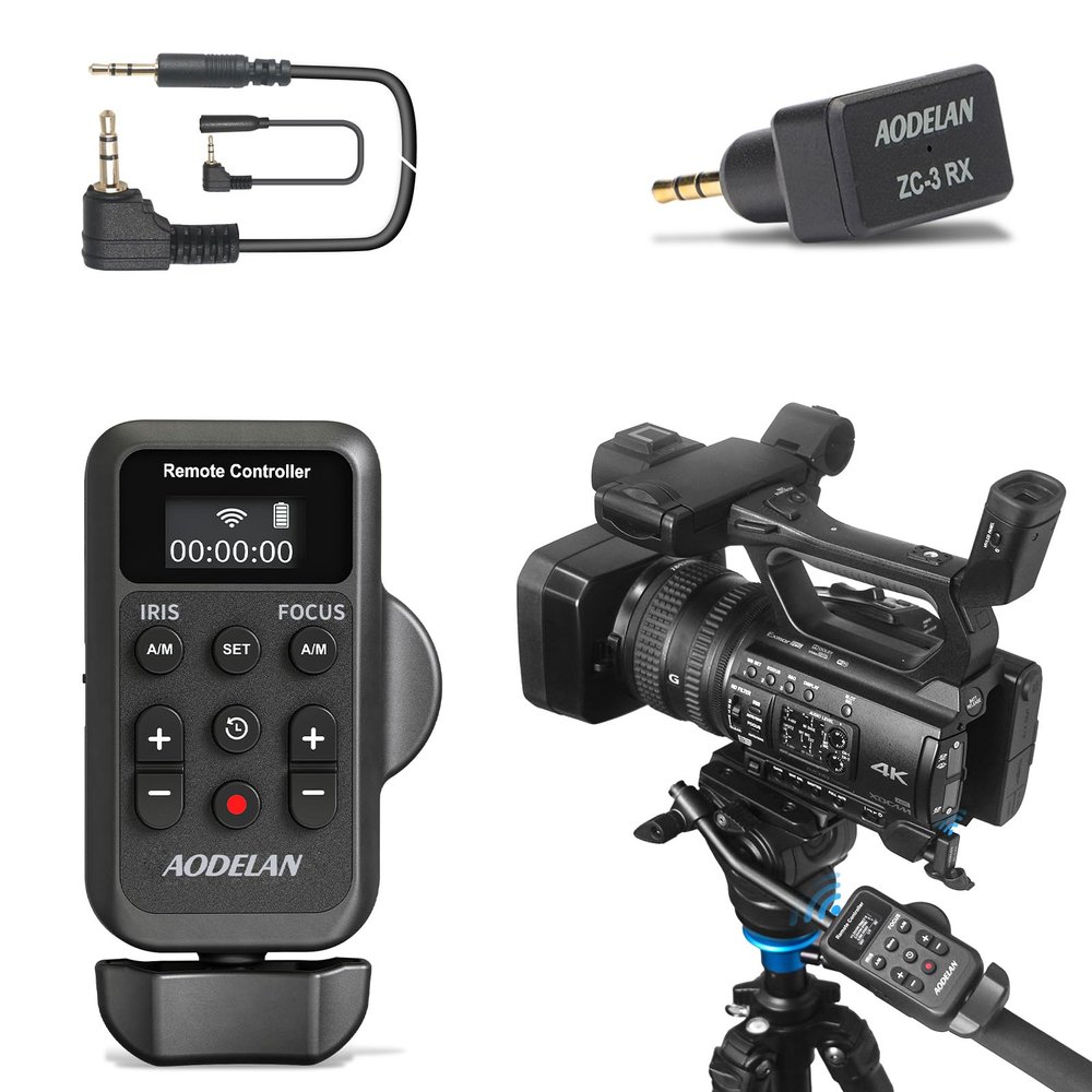 AODELAN Remote Control Camcorder Wireless Zoom Controller with LANC or 2.5mm Remote Jack for Sony and Canon, Zoom Focus IRIS Recording Playback Compatible with Canon XA50 XA55 XF405 G70 G60 /Sony NX8