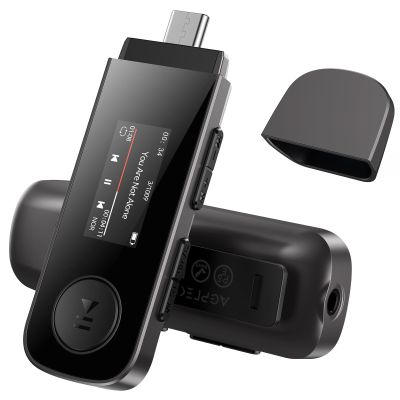 64GB USB MP3 Player with Bluetooth, AGPTEK U5PL 2 in 1 Type-C & USB Music Player with Clip, FM Radio, Recording, Support Mobile Phone Connection(Gray)