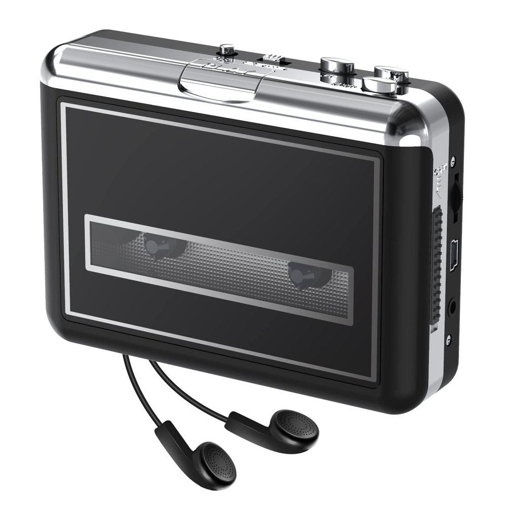 Cassette Player - Compact Tape Player Portable Recorder with Earphone-Convert Audio Music Cassette to MP3 Digital, Compatible with Laptop/PC/MAC- for Entertainment, Travel, Light Sports(Black)