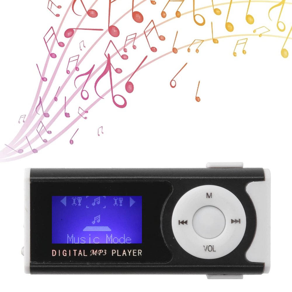 MP3 Player with Back Clip, Mini MP3 Music Player with Earphone and LED Flashlight, Support Up to 16GB, MP3 Player for Kids, Portable MP3 Sound Music Player Audio Player for Work Sport Travel (Black)