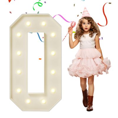 eufony 4FT Marquee Numbers, Large Light Up Numbers 0 for 10th 20th 30th Birthday Party Decorations, Giant Light Up Number for 2026 Graduation Prom Decor, 4 Feet Number 0 w/Lights DIY Kit