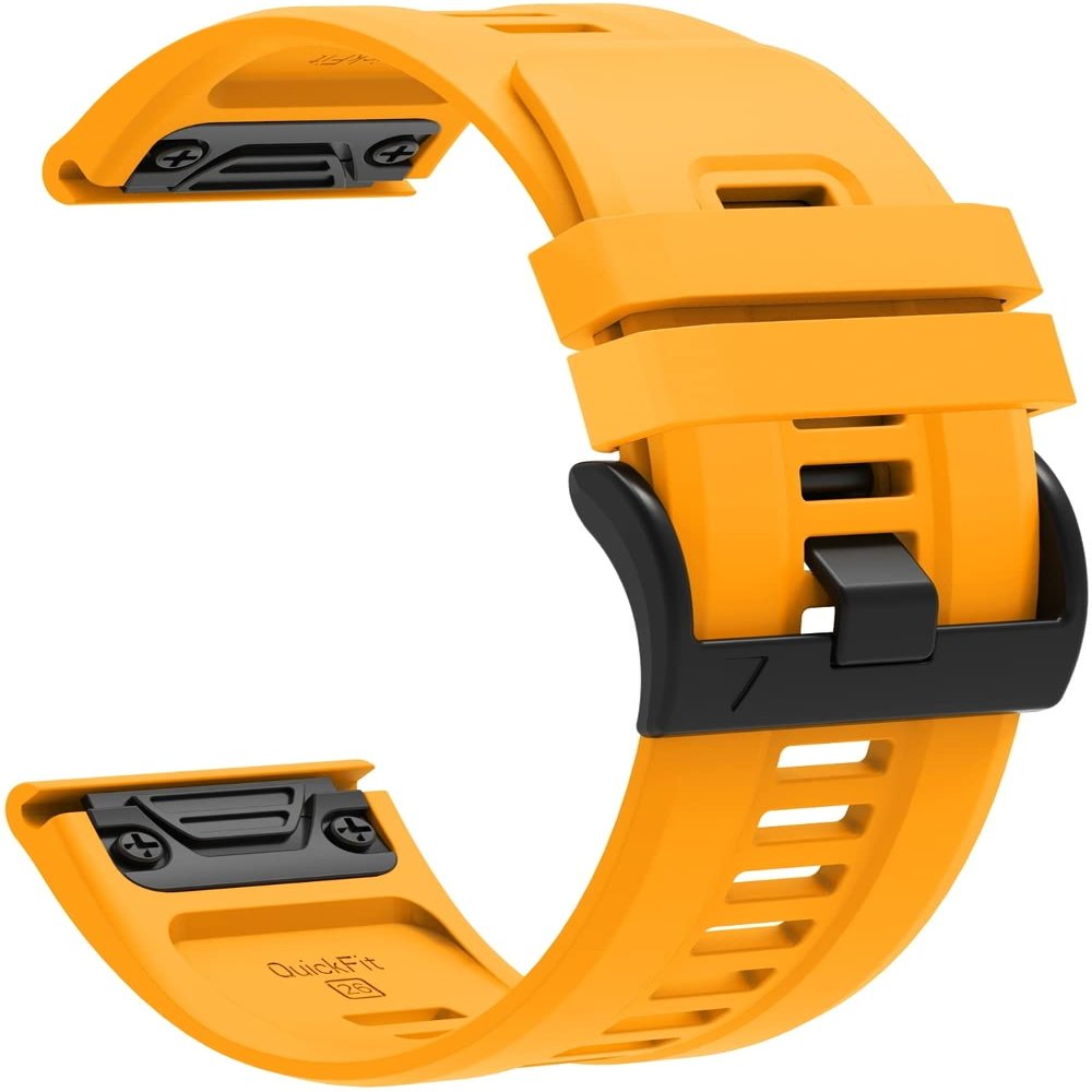 Chainfo compatible with Garmin Descent mk2 / Fenix 6X PRO/Fenix 5X Plus / 6X Sapphire/Fenix 7X Pro Watch Band, Waterproof Soft Silicone Replacement Strap for All Seasons NO231011 (Yellow)