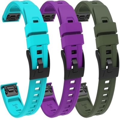 Chainfo compatible with Garmin Descent mk2 / Fenix 6X PRO/Fenix 5X Plus / 6X Sapphire/Fenix 7X Pro Watch Band, Waterproof Soft Silicone Replacement Strap for All Seasons NO231011 (H [Pack of 3])