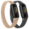 Meliya Compatible with Fitbit Inspire 3 Bands Women Men, Stainless Steel Metal Mesh Loop Adjustable Magnetic Wristband Replacement Straps Compatible with Fitbit Inspire 3 Fitness Tracker (Black+Rose view 1
