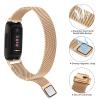 Meliya Compatible with Fitbit Inspire 3 Bands Women Men, Stainless Steel Metal Mesh Loop Adjustable Magnetic Wristband Replacement Straps Compatible with Fitbit Inspire 3 Fitness Tracker (Black+Rose view 2
