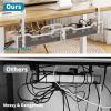 Under Desk Cable Management Tray White, Litwaro Cable Management Under Desk No Drill, 25'' Cable Tray with Clamp for Wire Management, Cord Organizer for Office, Home - No Damage to Table view 3