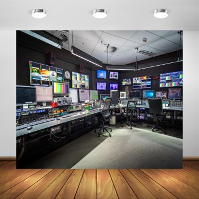 BELECO Fabric News Studio Backdrop - 5x3ft Virtual Media Newsroom TV Show Background for News Anchor Broadcast Video YouTube Photoshoot Studio Booth Props