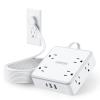 NTONPOWER 3 Prong Extension Cord 25 FT, Flat Plug with 8 Widely Outlets 3 USB Ports (1 USB C), 1080J Long Surge Protector Power Strip, Wall Mountable, Desk Charging Station, White, WideCube view 1