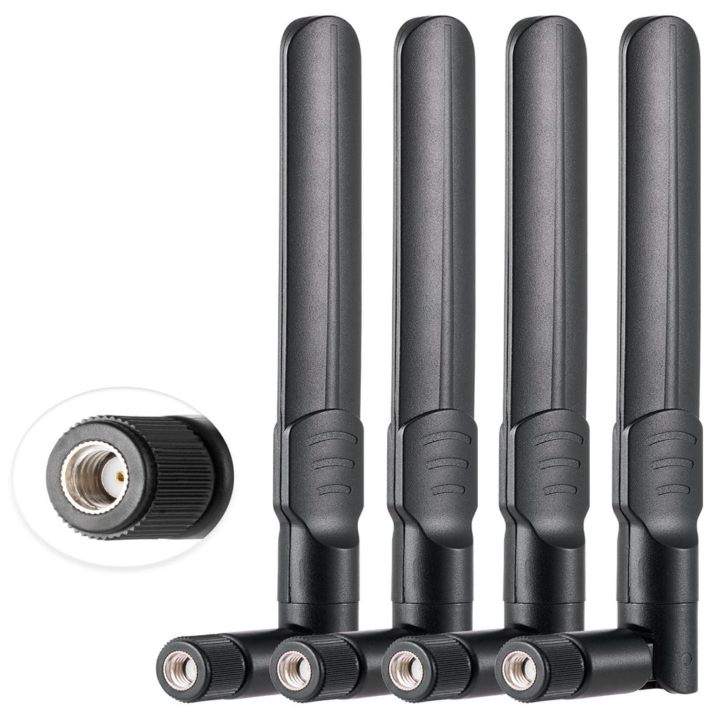 POBADY 4PCS 4G LTE Antenna 3dBi External RP-SMA Male Antenna Compatible with 4G LTE Wireless CPE Router Hotspot Cellular Gateway Router Modem