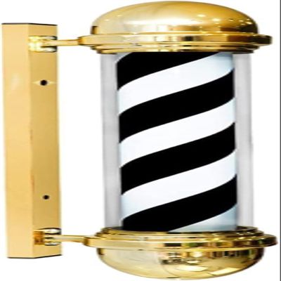 Barber Pole Light Barber Pole LED Red White Blue Rotating Light LED Stripes Pole Light Hair Salon Sign Wall Mount Rotating Light (Color : Black White a)