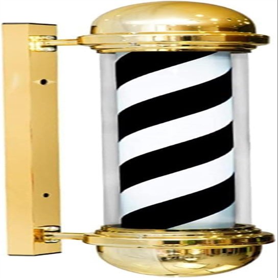 Barber Pole Light Barber Pole LED Red White Blue Rotating Light LED Stripes Pole Light Hair Salon Sign Wall Mount Rotating Light (Color : Black White a)