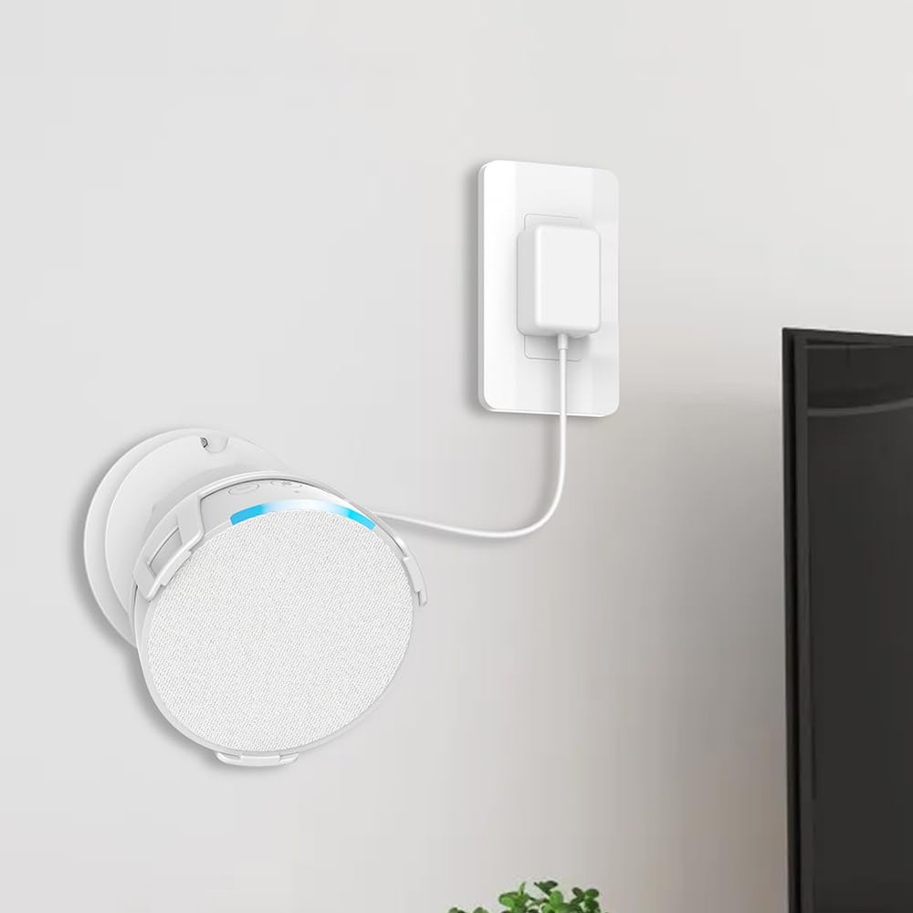 ALINUOYQ Wall Mount Rack for Echo Pop, Stand Mount with Integrated Cable Management, Space Saving Mini Speaker Holder