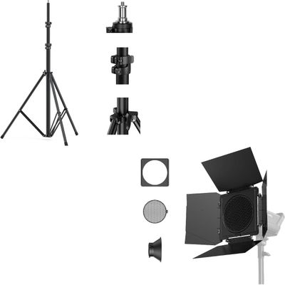 Bundle: SmallRig 8-Leaf Lighting Barn Doors+SMALLRIG Photography Light Stand 110"/9.2ft/280cm