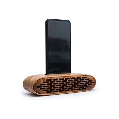 Wooden Phone Speaker Passive Sound Amplifier Smartphone Stand, Dark