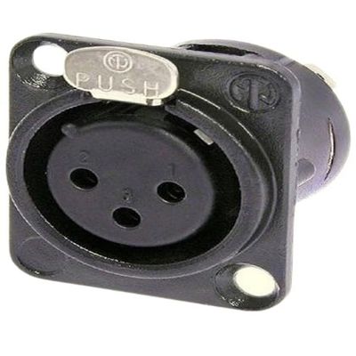 usbargainsound XLR Female Connector - 3-Pin Black/Gold Chassis Mount with Solder Cups