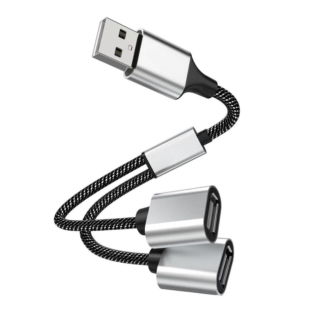 USB to 3 USB 2.0 HUB Dual 4Port Multi Splitter Adapter OTG USB Extension Power Data (Color : A to 2 USB 0.25m)