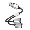 USB to 3 USB 2.0 HUB Dual 4Port Multi Splitter Adapter OTG USB Extension Power Data (Color : A to 2 USB 0.25m) view 1