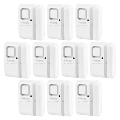 Philips Personal Security Window and Door Alarm, 10 Pack, DIY Protection, Burglar Alert, Wireless, Chime/Alarm, Easy Installation, Ideal for Home, Garage, Apartment, RV and More, LRM3420W/27