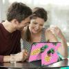Case for 6.8'' Kindle Paperwhite (11th Generation,2021)+Paperwhite Signature Edition,360 Degree Rotating Swivel Stand Cover for Paperwhite E-Reader 6.8 Inch-Pineapples Pink backgound view 4