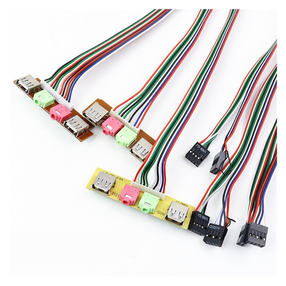 1pcs 2 USB PC Computer Case 6.8/7.4/7.8cm Front Panel USB Audio Port Mic Earphone Cables Near PC Audio Input and Output (Size : 0.65m, Color : Panel Length 6.8cm)