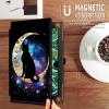 Case for 6.8'' Kindle Paperwhite (11th Generation,2021)+Paperwhite Signature Edition,360 Degree Rotating Swivel Stand Cover for Paperwhite E-Reader 6.8 Inch-Black Cat Moon Night view 2