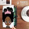 Case for 6.8'' Kindle Paperwhite (11th Generation,2021)+Paperwhite Signature Edition,360 Degree Rotating Swivel Stand Cover for Paperwhite E-Reader 6.8 Inch-Kawaii Black Girl with Crown view 2