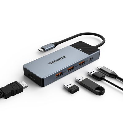 USB C Hub, OBERSTER 5 in 1 with 4K HDMI, 3 USB 3.2 Ports, 100W PD, Adapter USB C for Mac Pro/Air, Dell, and More