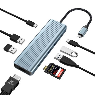 OBERSTER 9 in 1 USB C Hub, Docking Station with 4K@30Hz HDMI, 3 x USB 3.0, USB C 3.0 Data Transfer, USB 2.0, 100W PD, SD/TF Card Reader, Compatible with Laptop and Other Type C Devices