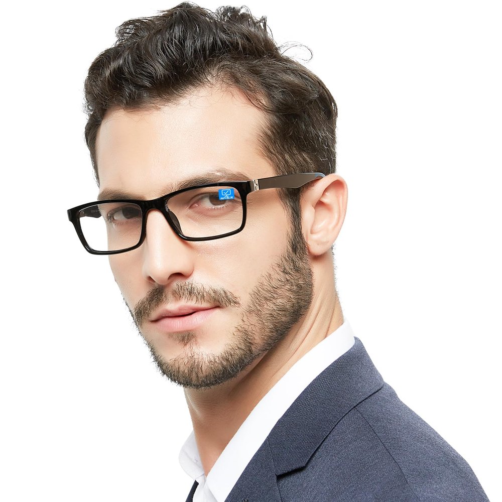 OCCI CHIARI Blue Light Blocking Reading Glasses Men Anti Fatigue Computer Glasses Filter UV Ray Black 3.0(1.0 1.25 1.5 1.75 2.0 2.25 2.5 2.75 3.0 3.5 4.0 5.0 6.0)