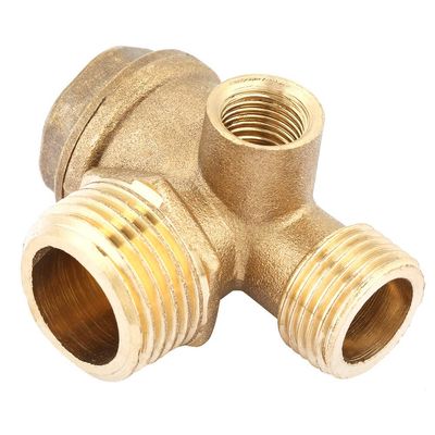 Jeffergarden Air Compressor Check Valve, 3 Port Brass Male Threaded Central Pneumatic Air Compressor Attachments Accessories for Old or Broken Check Valve