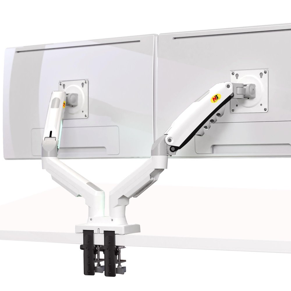 NB North Bayou Dual Monitor Desk Mount Stand Full Motion Swivel Computer Monitor Arm for Two Screens 17-27 Inch with 4.4~19.8lbs Load Capacity for Each Display F160-W
