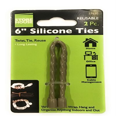 2Pcs 6-Inch Silicone Cable Tie, Steel-Core Silicone, Silicone Twist Ties, Reusable Rubber Twist Tie, Cable Tie Straps, for Organizing.