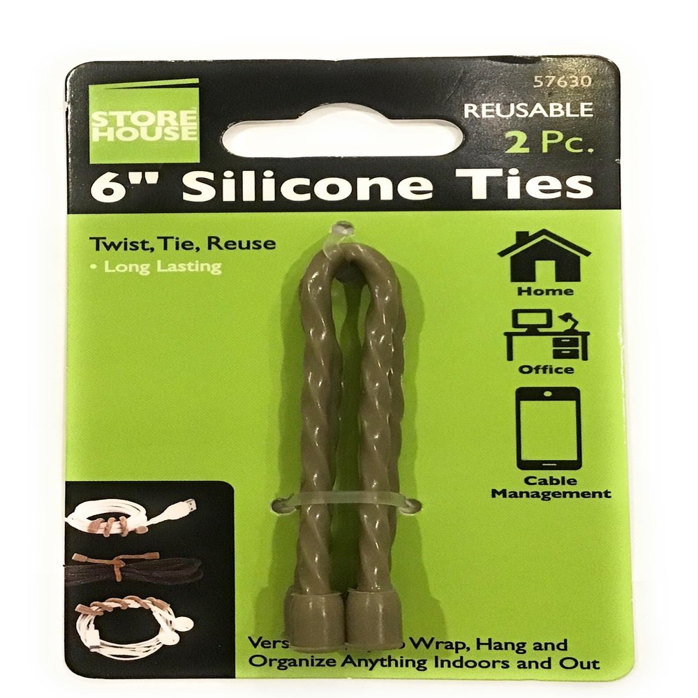 2Pcs 6-Inch Silicone Cable Tie, Steel-Core Silicone, Silicone Twist Ties, Reusable Rubber Twist Tie, Cable Tie Straps, for Organizing.