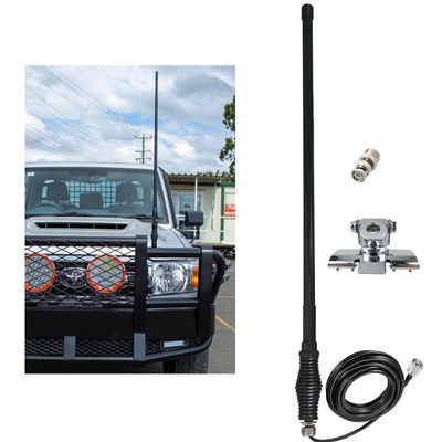 SIGNALPLUS 2m 70cm GMRS Mobile Antenna for Vehicle, VHF UHF Car Ham Radio Antenna with Spring Base, Car Bonnet Bracket, PL259, Compatible with Amateur Mobile Radio, Ham Radio, GMRS Two Way Radio