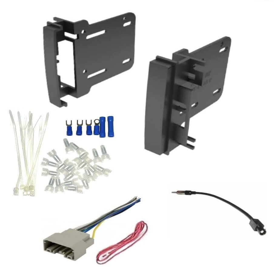 ASC Audio Double DIN Car Stereo Radio Install Dash Kit, Wire Harness, and Antenna Adapter for 2007-2017 Jeep Wrangler