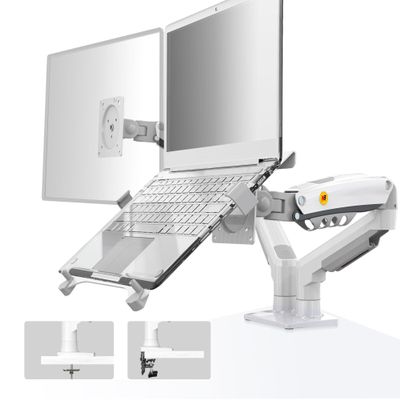 NB North Bayou Laptop Mount with Adjustable Tray for 10-17Notebook, Full Motion Arm with VESA Plate for 17-30Monitor,Clamp-on Grommet Mounting F160-FP (White)