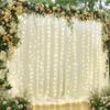 1010ft Cream White Tulle Backdrop Curtain with Lights String for Parites, Sheer Photo Curtain Backdrop Drapes for Wedding Party Photography Backgrounds view 2