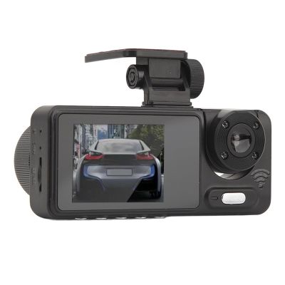 1080P, Triple Lens with 2 Inch Display, Night, Rotatable Car Dashboard Camera, Motion Detection, Parking Monitor