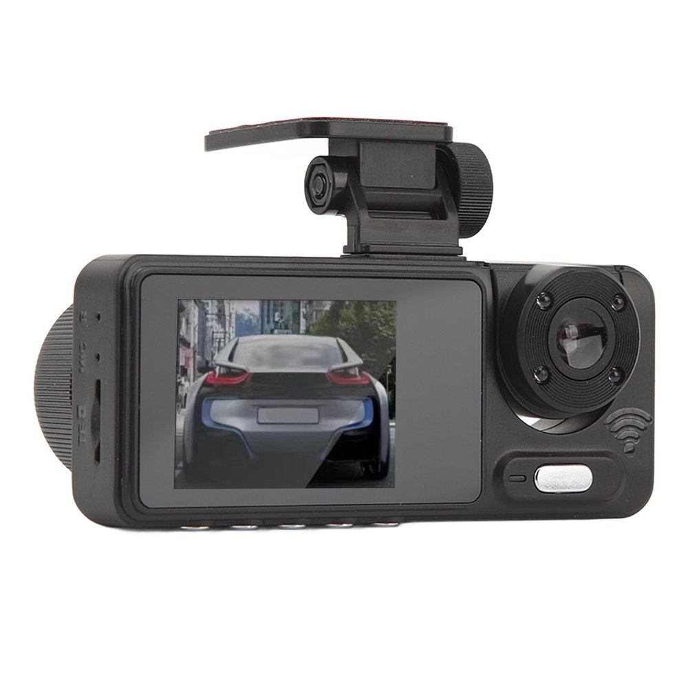 1080P, Triple Lens with 2 Inch Display, Night, Rotatable Car Dashboard Camera, Motion Detection, Parking Monitor