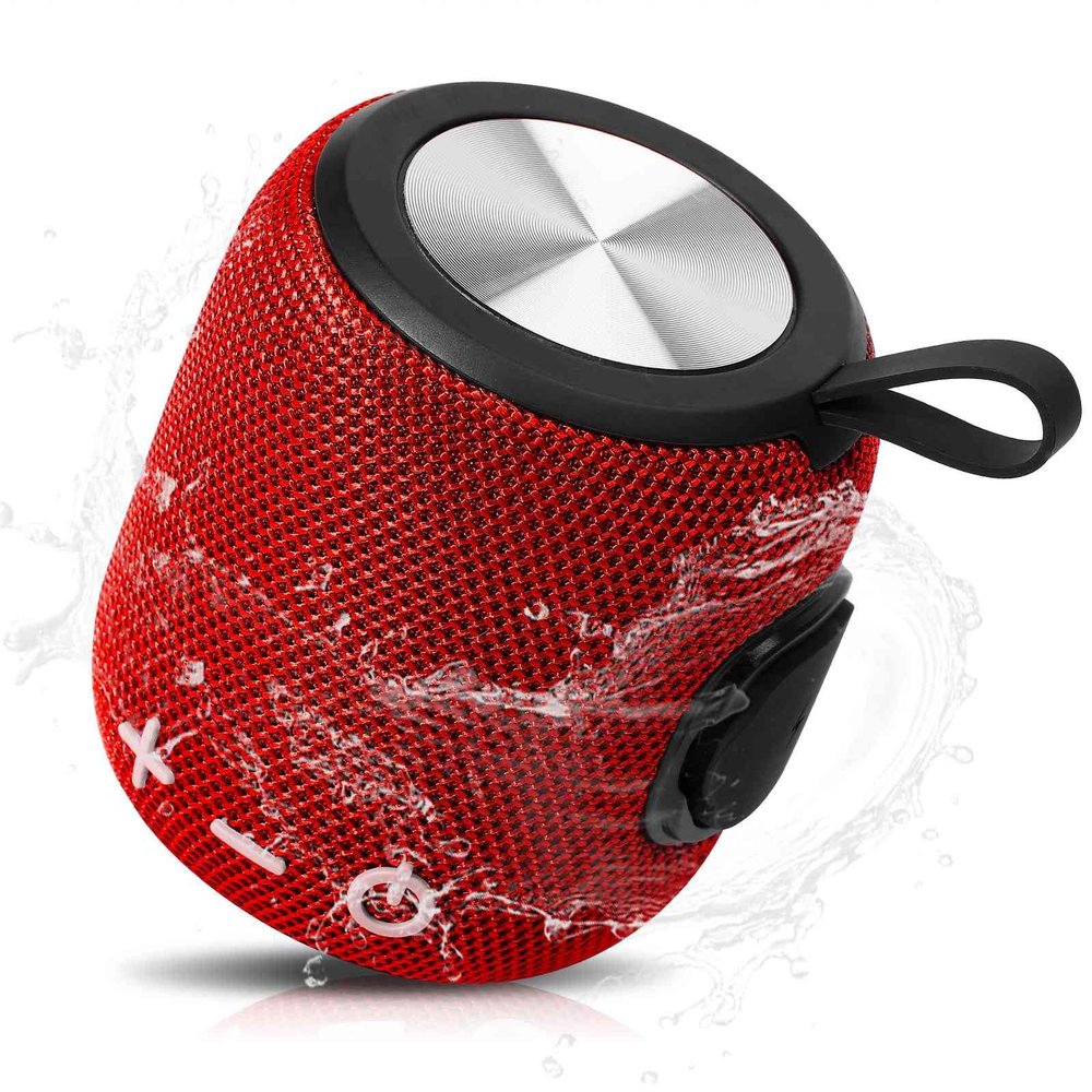 Bluetooth Speaker: Powerful Stereo Sound, IPX7 Waterproof, True Wireless Stereo Pairing, Portable Design, Latest Bluetooth V5.2 - Perfect for Realme Narzo 30, Beach, Outdoor, Home, Parties- Red