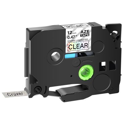 1 Pack Replacement for Brother TZe-131L1 Laminated Starry Glitter Rainbow Embellish Tape, Black Print on Starry Clear 0.47" 12mm Width 26.2ft Length, use in PT-H110 H100 D210 D400 D600 Label Printer