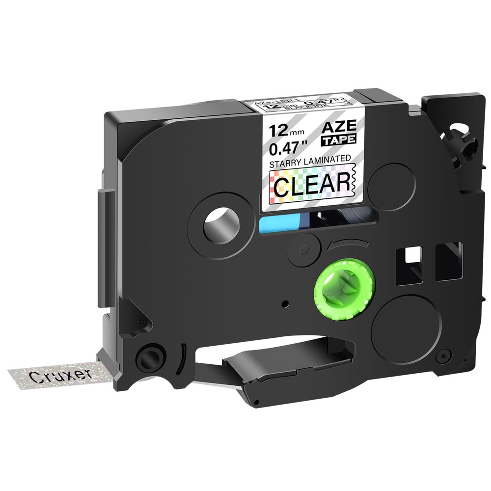 1 Pack Replacement for Brother TZe-131L1 Laminated Starry Glitter Rainbow Embellish Tape, Black Print on Starry Clear 0.47" 12mm Width 26.2ft Length, use in PT-H110 H100 D210 D400 D600 Label Printer